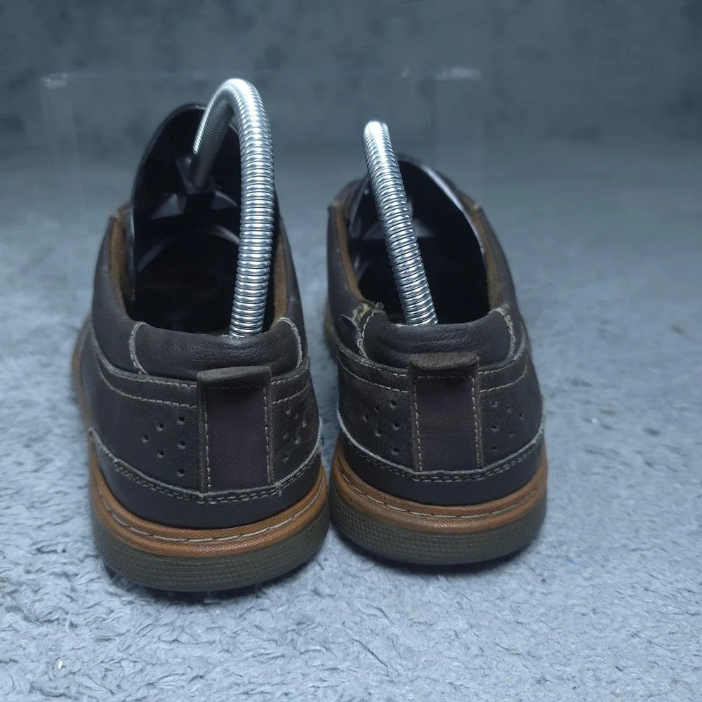 Florsheim Work Shoes Mens Size 8.5 Brown Leather Lace Up Slip Resistant Sneakers